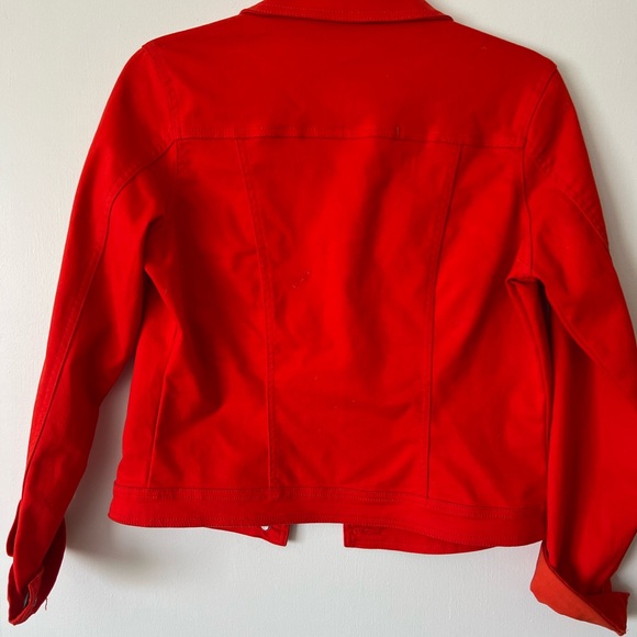Red Women's Denim Jacket-stretch size medium - Picture 2 of 3